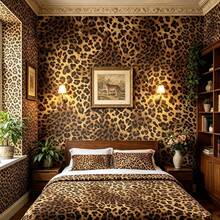 1 Roll 45CM Wide Leopard Print Wallpaper, Self-Adhesive Removable, Suitable For Bedroom, Cabinet, Living Room Furniture Renovation, Easy To Apply And Remove - Brown - View 5