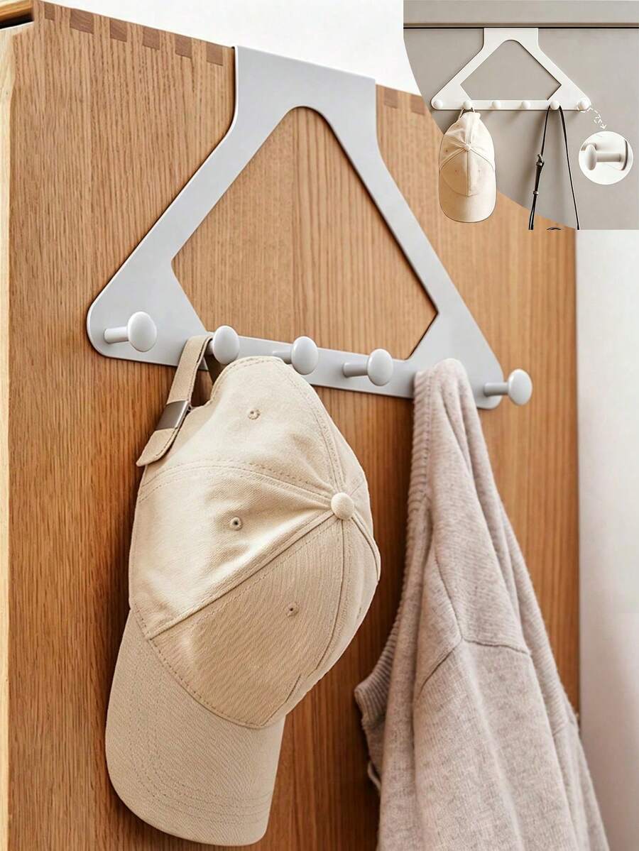 Triangular Hook For Back Of Wardrobe Door, Coat And Hat Hook, Coat And Hat Storage Hook, Bedroom Storage Rack, No Drilling, Strong Load-Bearing, Wall-Mounted Adhesive Hook, Entryway Door Rack - View 1