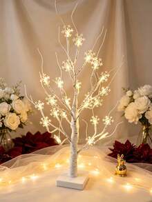 1PC/2pcs 24 Lights 60CM Snowflake Tree Lamp White Birch Tree Design LED Light USB & Battery Dual Power Warm Light Desktop Atmosphere Lamp Homestay Room Decoration Holiday Decorative Light - Warm White - View 8