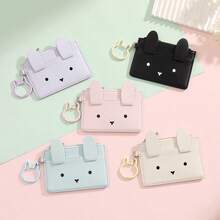Women Cartoon Rabbit PU Small Wallet, Portable Multi Card Slots Card Holder, Zipper Coin Pocket With Rabbit Shaped Keychain Lightweight Mini Purse - Multicolor - View 6