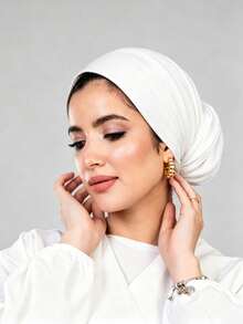 1pc Women's Classic Basic Solid Color Headscarf, Multi-Style Wear, Adjustable, Multi-Functional Practical Elastic Headband, Modal Fabric, Comfortable Soft Skin-Friendly, Suitable For Daily Wear, Sports And Yoga - White - View 3