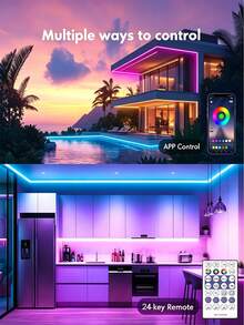 Multifunctional LED Light Strip, Supports Remote Control And APP Control, DIY Shape, USB Neon Light Rope, RGBIC Segmented Effect, Dreamy Lighting, Music Sync Color Change, Suitable For Gaming, Bedroom, Holiday Decoration, Christmas Decoration And Other Occasions. - RGBIC - View 10