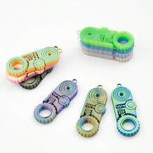 1件 3D列印手指紓壓環，3合1減壓齒輪鑰匙圈，360°可旋轉附喀噠聲，適用於情緒釋放與緩解工作及日常生活壓力 - 彩色 - 查看 4