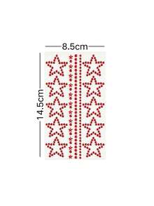 1pc Christmas New Red 3D Rhinestone Bow Heart Star Face Stickers, Suitable For Christmas, New Year, Concert Face Makeup Decoration, Y2K Christmas DIY Self-Adhesive - Red - View 2