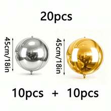 20/10/5/2pcs Silver Inflatable Mirror Reflective 4D Aluminum Foil Balloon Set - Reusable Disco Balloons Suitable For Birthday Party Decor, Holidays, Weddings And Various Events - Multicolor - View 19