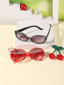 2pcs 3-8Y Girls Cute Bowknot Glitter PC Frame Fashion Eyeglasses For Party & Daily Dressing With Glasses Box - Multicolor - View 8
