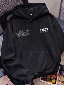 Women's Low-Key Street Style Car Print Sweatshirt, Long Sleeve Ribbed Knit Pullover Sweatshirt, Suitable For Streetwear And Casual Daily Wear - Black - View 4