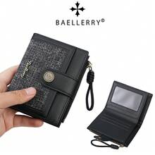 Baellerry 1pc Women's Short Bifold Wallet, 7 Card Slots With ID Window And Zipper Coin Pocket, Portable Wristlet Wallet, Suitable For Travel, Outdoor, Daily Use - Multicolor - View 5