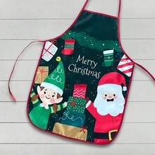 4Pcs Assorted Christmas Cartoon Santa Elf Gift Printed Apron For Holiday Kitchen Baking Family Gathering - Multicolor - View 3