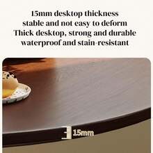 Mesa Pequeña de Tulipán de 24 Pulgadas, Mesa Redonda Comedor, Mesa de Comedor Pequeña, Mesa Redonda para Cocina, Mesa de Comedor Moderna de Nogal para 2-3 Personas, Parte Superior MDF y Base de Acero, Mesas Redondas de Cocina para Sala de Estar, Balcón y Zonas de Ocio - Marrón - Ver 3