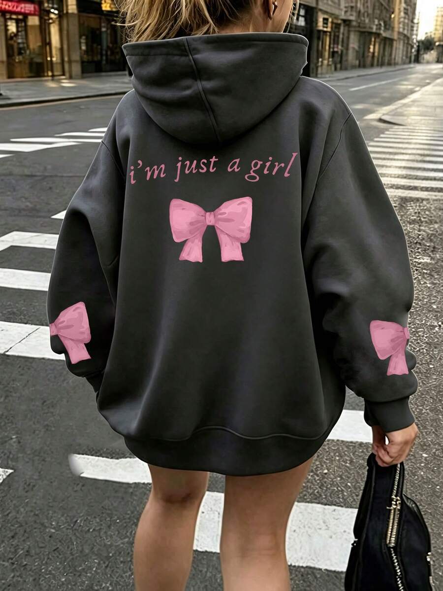 Tween Girl Fun Graphic Print Sweatshirt, Warm & Comfortable Thermal Lined Pullover Sweatshirt For Autumn/Winter - Dark Grey - View 1