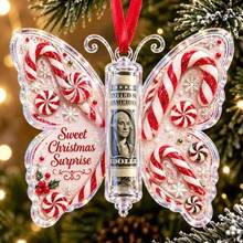 1pc Acrylic Christmas Butterfly Cash Clip Test Tube Gift Box Decoration Butterfly Acrylic Cash Hanging Ornament Tag Money Clip Cash Gift - Multi-color - View 9