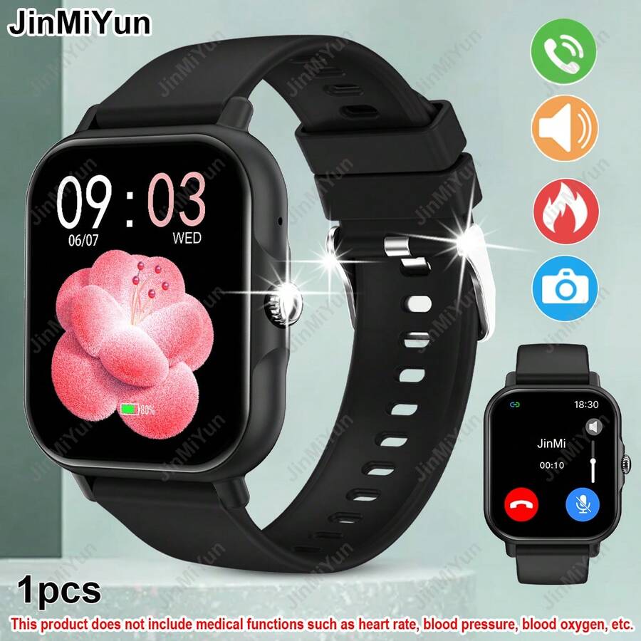 Full Touch Screen Smartwatch, 1.83-Inch HD Display, Multiple Sports Modes, Remote Camera Control, Wireless Calling Support, Step Tracking, Built-In 180mAh Battery, Music Control, Weather Forecast, Alarm Clock, Message Notifications, Compatible With Android And IOS, Perfect Holiday Gift - View 1