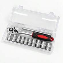 Chave Catraca Sextavada 12 Peças 1/4 Jogo Soquete De 04 Mm À 13 Mm Com Extensor - Padrão - Visão 2