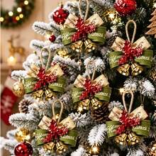 24pcs/12pcs/1pc-Christmas Bow Bell, Suitable For Christmas Tree Decoration, Gift Wrapping, Wedding, New Year Party DIY Crafts - Classic Small Ornament With Gold Pointed Bell - A - View 1