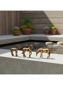 4pcs Mini Copper Alloy Horse Figurines - Moss Flower Pot Fish Tank Garden Micro Landscape Decoration - Multicolor - View 3