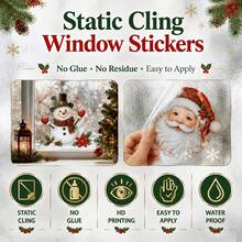 1pc Christmas Decor Merry Christmas Mirror Wall Sticker Santa Hat Gingerbread Man Candy Cane Star Merry And Bright Letter Self Adhesive Vinyl Decal For Mirror Glass Home Holiday Decor - Multicolor - View 9