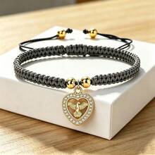 1Pc Hollow Heart Peace Dove Pendant Bracelet Crystal Rhinestone Charm Handwoven Rope Bangle For Women Couple Lucky Fashion Jewelry Gift - Love Pigeon - View 8