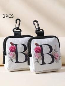 1/2pcs Letter Print Mini Coin Purse, Zipper Closure Small Pouch With Swivel Hook For Earphones Coins Keys Small Items, Can Hang On Backpack - Multicolor - View 9