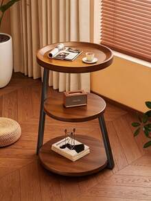 3-Tier Round Side Table, Multi-Layer Sofa Corner Small Coffee Table, Living Room Bedroom Side Storage Table, Multi Color Tabletop Optional - Multicolor - View 3