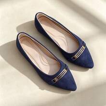 Women's Plus Size Mesh Floral Embroidered Flat Ballet Shoes, Vintage Style Summer Black Cross Elastic Strap - Blue - View 3