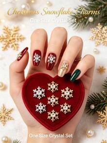 20pcs Gold & Silver Winter Alloy Rhinestone Snowflake Nail Art Decor, Christmas 3D Glitter Nail Stickers, Minimalist Versatile Multi-Function DIY Decoration Accessories, False Nails Manicure Supplies - Multicolor - View 5