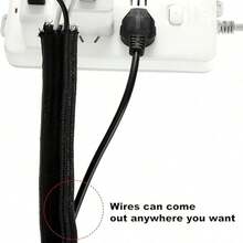 Cable Protection Sleeve For Electric Wires, Cables And Data Lines, Split Tube For Power Cords And Audio/Video Cables - For Desktop PC, TV, Computer Cable Organizer, Pet Bite Protection - Black - View 7