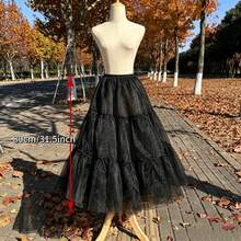 Rok Dalam Hitam 80cm, 2/4 Lapisan Tulle Kristal + Lapisan Dalam, Penyangga Rok Balet Lolita Pernikahan Tanpa Tulang yang Lembut - MultiWarna - View 3