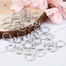 50pcs Silver Double Jump Rings, Key Rings, Used For Making Keychain Accessories, DIY Handmade Craft Assembly Connection Rings, Jewelry Making Accessories, Bag Accessories, Pet Accessories, Handmade Beaded Chains, Pendant Earring Clasps, Spacer Bead Connectors, Bag Keychain Clasps, Open Jump Rings, O-Ring Connectors, Double Loop Keychain Connection Rings DIY Supplies - Double Hoop Earrings - View 8