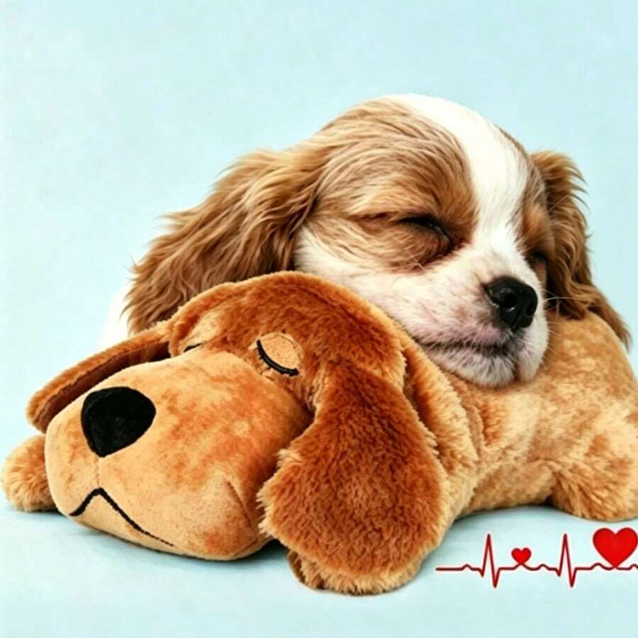 Sleep-Aid Dog Heartbeat Doll, Anxiety Relief Behavior Training, Prone Sleeping Dog Fidget Doll, Plush Filled Soft Puppy Doll - Multicolor - View 1
