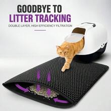 1pc EVA Cat Litter Mat, Double-Layer Honeycomb Design, Durable, Non-Slip, Washable, Easy To Clean - Suitable For Litter Box, Toilet, Bathroom, Feeding Area - Ideal Choice For Cats And Small Pets(Puppy Keep,Christmas Gifts,Lettiera Per Gatti) - Multicolor - View 12