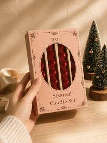 4pcs Christmas Gift Scented Candle Set, Burgundy Christmas Taper Candles, Christmas Home Decor Candles, Christmas Gift Decoration With Scented Candles - Claret - View 5