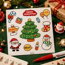 48 miếng nhãn dán Giáng Sinh hình người bánh gừng, kẹo gậy, ông già Noel, chuông, tuần lộc, cây thông, phù hợp cho laptop, bình nước, scrapbook, nhật ký, đồ thủ công DIY, gói quà lễ hội, phong cách ngẫu nhiên - Nhiều màu - Xem 1