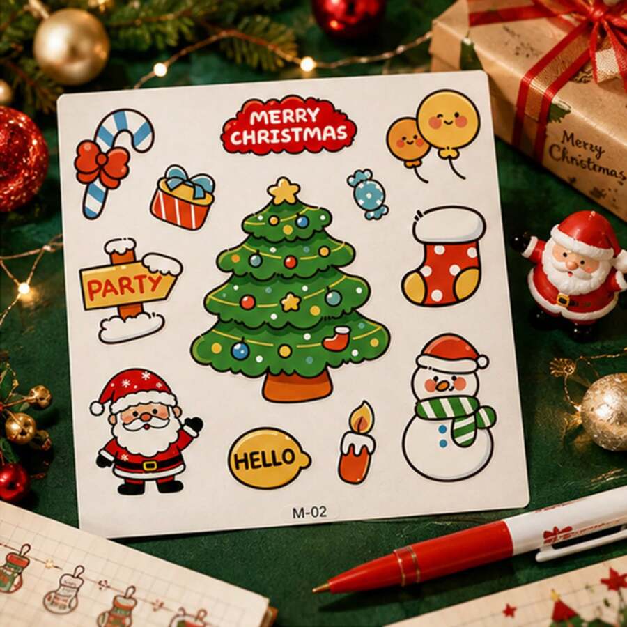 48 miếng nhãn dán Giáng Sinh hình người bánh gừng, kẹo gậy, ông già Noel, chuông, tuần lộc, cây thông, phù hợp cho laptop, bình nước, scrapbook, nhật ký, đồ thủ công DIY, gói quà lễ hội, phong cách ngẫu nhiên - Nhiều màu - Xem 1