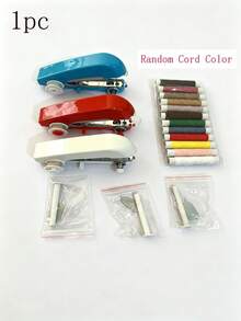 14pcs Gift/1 Set Portable Mini Sewing Machine, Handheld Manual Simple Sewing Machine, Home Portable Tailoring Machine, White - 1pc, Small Tailoring Machine - Multicolor - View 13