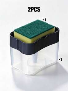 Kitchen Dish Soap Dispenser, Dish Soap Sponge Holder And Sponge, Dish Soap Dispenser, Space-Saving Kitchen Sink Storage, Suitable For Home Cleaning, Kitchen Accessories, Kitchen Storage, Bathroom Accessories, Cleaning Sponge - Multicolor - View 11