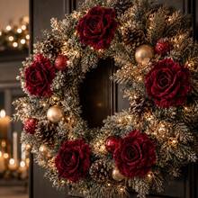 4pcs/2pcs/1pc High-End Burgundy Velvet Christmas Rose Artificial Flower Stems With Bendable Stems For Christmas Tree, Pine Garland, Door Wreath, Winter Holiday Party And Home Decor - A - View 3