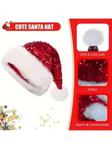 Shiny Christmas Ball Cap With Plush Pom Pom - Adult Holiday Party Costume Accessory - Multicolor - View 7