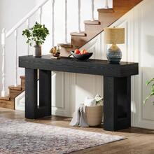 Mesa de Consola Rectangular de Madera de 63 Pulgadas de Largo, Mesa detrás de Sofa, Recibidor para Sala Elegante, Mesa de sofá detrás del sofá, Mesa de Entrada de Granja para Entrada, Pasillo, Sala de Estar, Mueble Decorativo para Hogar, Color Negro - Negro (160cm) - Ver 4