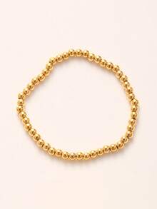 1pc 18K Gold Plated Stainless Steel Bohemian Classic Minimalist Beads With Scattered Distribution Elastic For Women Summer Bracelet Friend - Bracelet - View 3