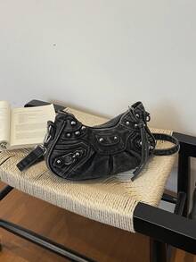 Hot-Selling Fashion Versatile New Design Large Capacity Rivet Decor Shoulder Crossbody Bag Casual Handbag Denim Fabric Women's Bag - Multicolor - View 8