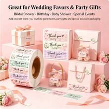 500Pcs Thank You Sticker Roll 6 Styles Pastel Floral Fruit Self-Adhesive Labels, Decorative Packaging Sealing Stickers For Small Business Gift Bags Envelopes Handmade Goods Party Favors - Multi-color - View 8