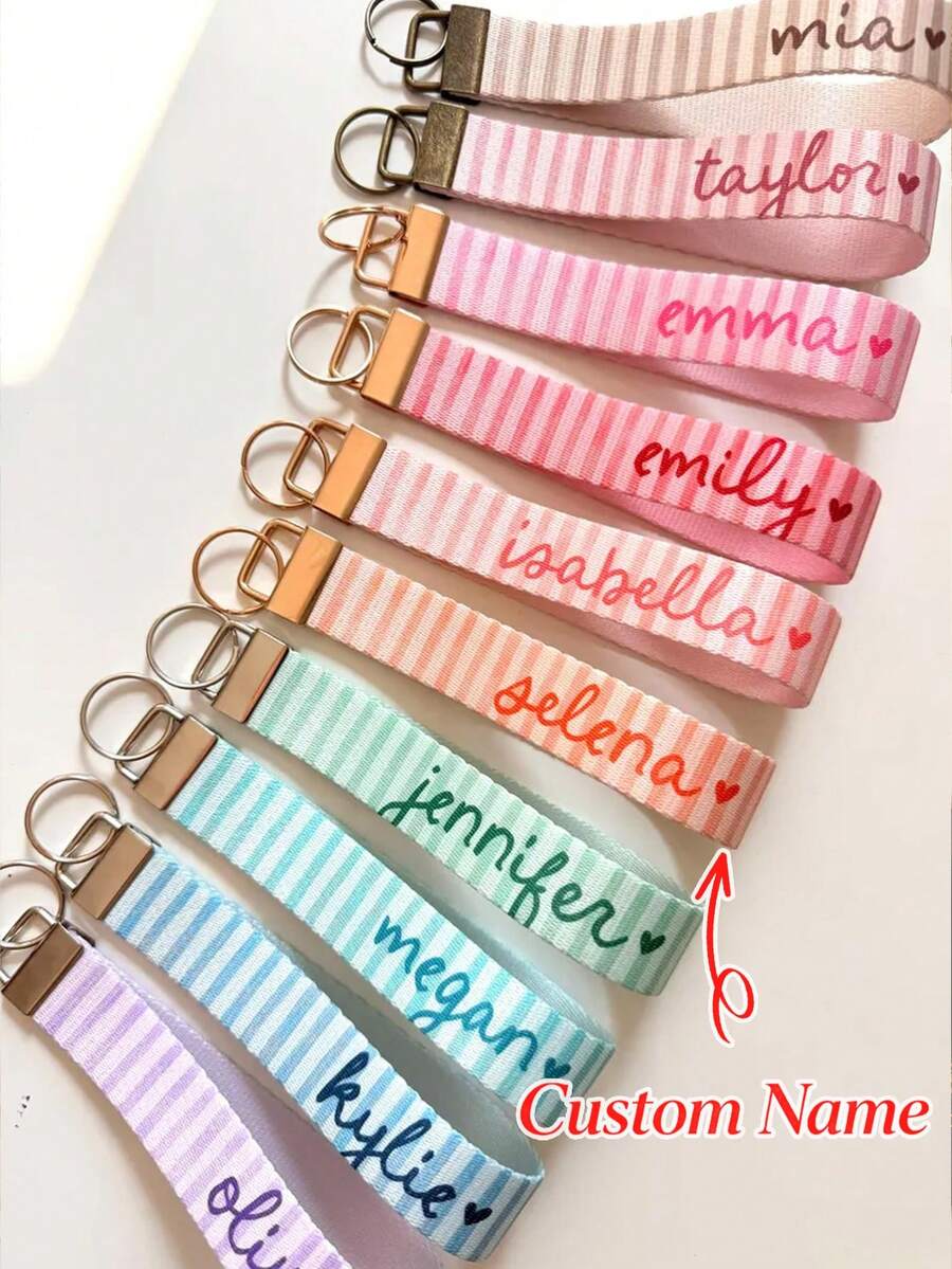 Personalized Wrist Keychain, Key Ring Wrist Strap Women's Gift - Multicolor - View 1