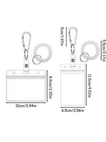 Clear ID Badge Holder Keychain With Coil Wristband & Carabiner Clip,Portable Card Holder,Card Pouch,Transparent Card Protector For Nurse Teacher Work - Multicolor - View 11