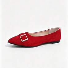 Women's Plus Size Mesh Floral Embroidered Flat Ballet Shoes, Vintage Style, Summer Black Cross Elastic Strap - Red - View 3