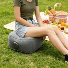 Press-To-Inflate Portable Folding Slouchy Chair - Camping Fishing Inflatable Seat, Outdoor Stargazing Lounge Chair, Quick Inflation Wear-Resistant, Lightweight Suitable For Picnic, Beach, Car Emergency, Office And Leisure Use - Grey - View 6