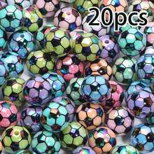 10/20pcs 16mm Mixed-Color Soccer-Shaped AB-Finish Acrylic Beads – Perfect For Stylish, Fun Bracelets And Craft Projects - Multicolor - View 7