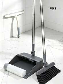 Foldable Broom & Dustpan Set (2 Pieces), Multi-Functional Cleaning Tool; Suitable For Living Room, Bedroom, Bathroom And Carpet & Hardwood Floors; Made Of Durable Plastic Material, Bristles Do Not Fall Out; Perfect For Home, Office, School And Dorm Use; Ideal Christmas Gift And Cleaning Helper. - Broom and Dustpan - View 14