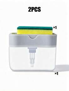 Kitchen Dish Soap Dispenser, Dish Soap Sponge Holder And Sponge, Dish Soap Dispenser, Space-Saving Kitchen Sink Storage, Suitable For Home Cleaning, Kitchen Accessories, Kitchen Storage, Bathroom Accessories, Cleaning Sponge - Multicolor - View 10