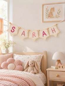 Personalized Baby Banner | Baby Shower Gifts | Fabric Name Banner | Gift For Toddler | Custom Holiday Decor - Multicolor - View 3
